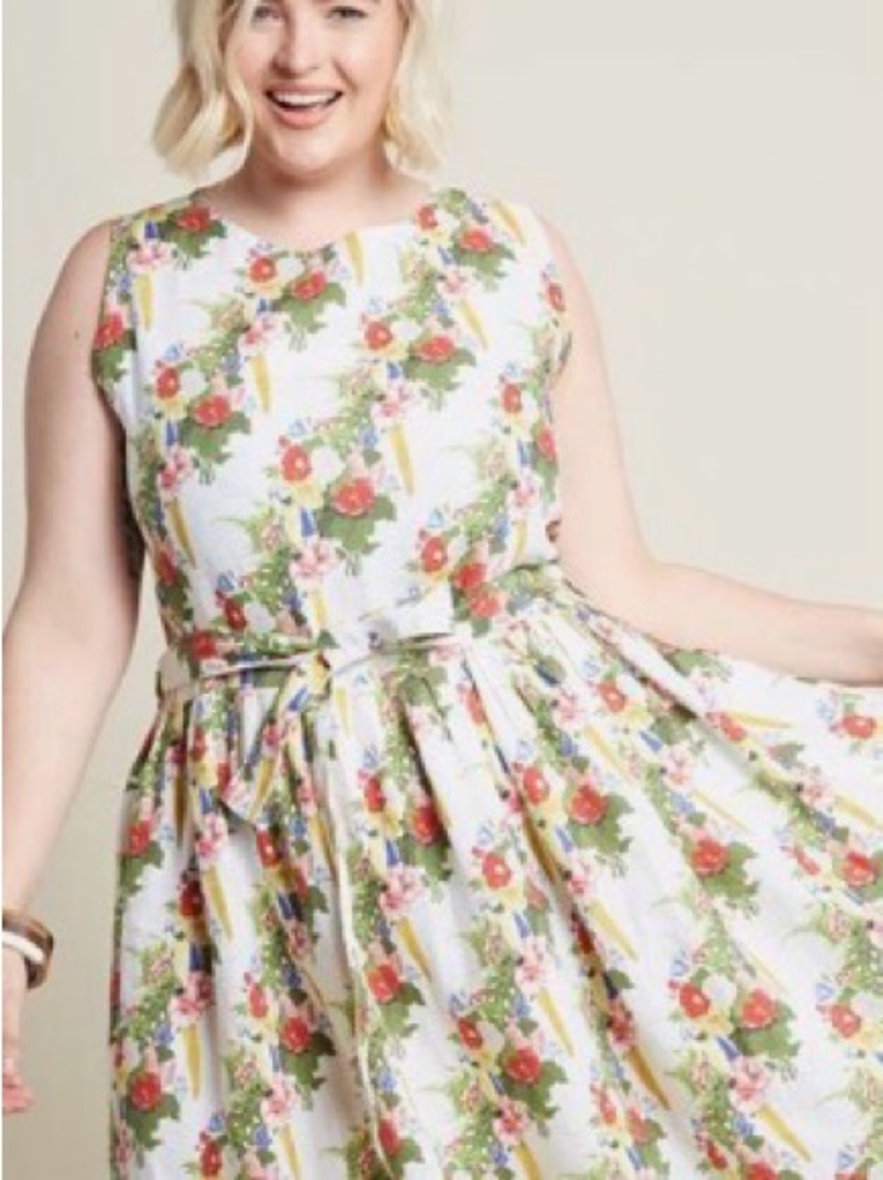 Palava Dress NWT linen Mabel Parrots sleeveless bright gathered waist 18 20 belt